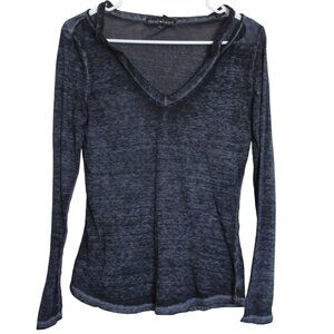 Derek Heart Open Shoulder T Shirt‎ Womens Medium Navy Blue Long Sleeve Pullover